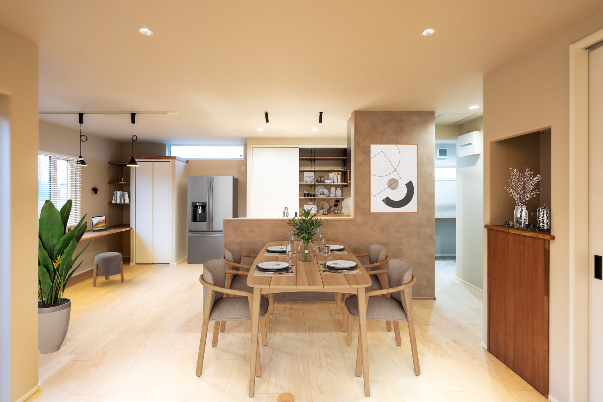 モダンデザインと実用性が共存する上質なダイニング