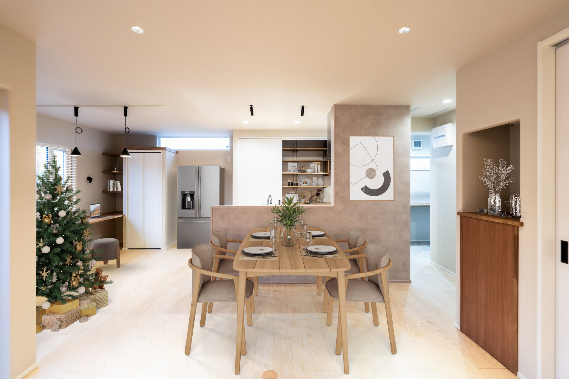 シックな飾りと季節感を楽しむ上品なダイニング