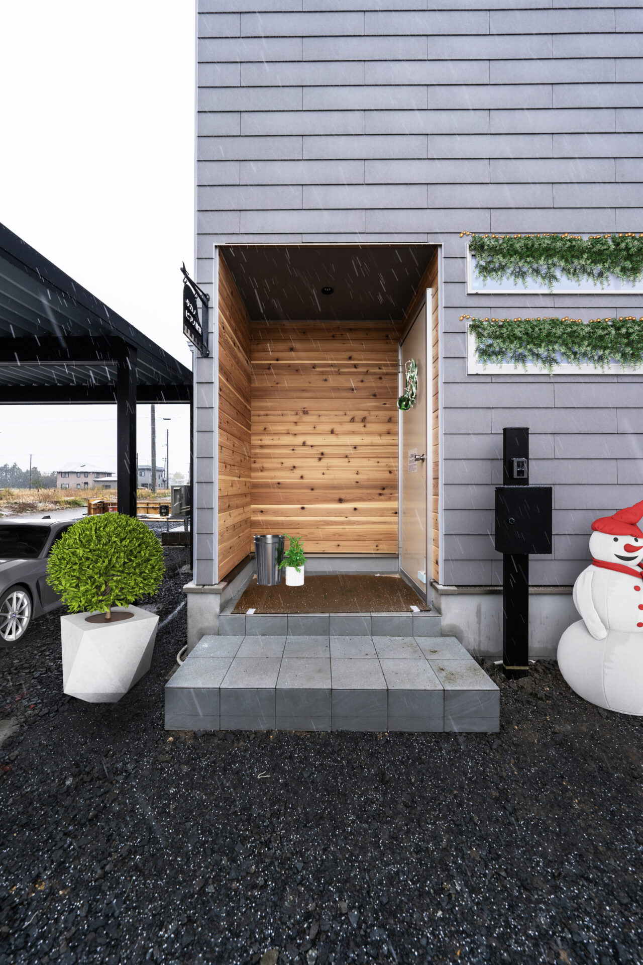 季節感を楽しめる飾りが似合う洗練された玄関