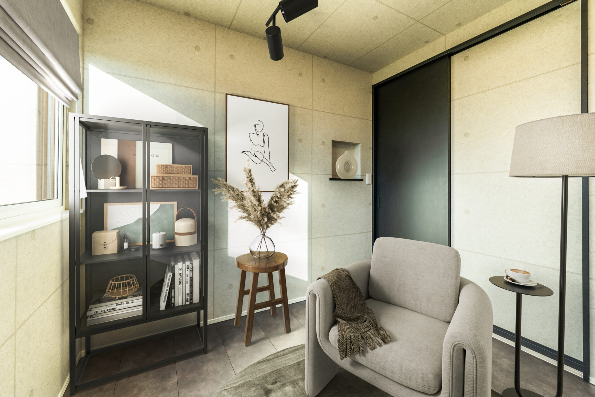 素材感が際立つモダンな部屋