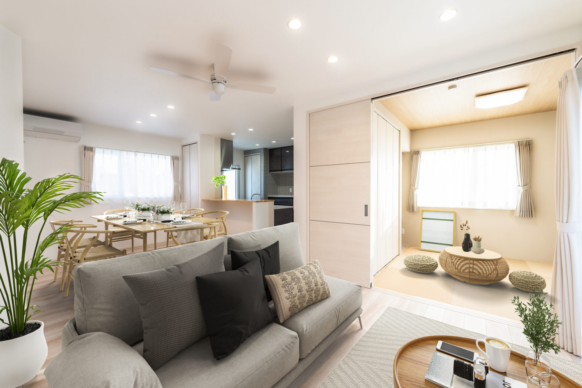 和の魅力が溶け込む癒しのリビング