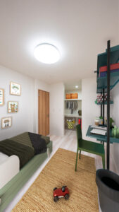 学習机とアートスペースが楽しめる子ども部屋