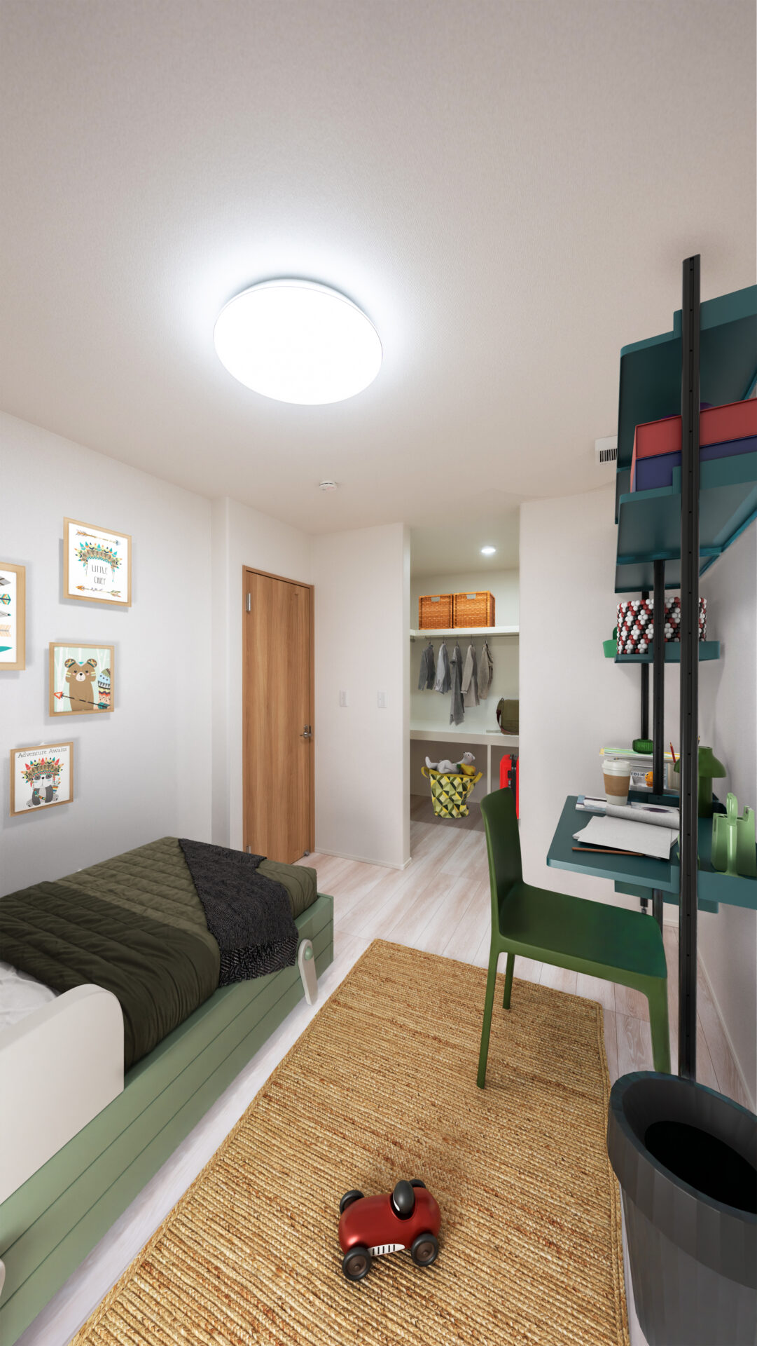 学習机とアートスペースが楽しめる子ども部屋