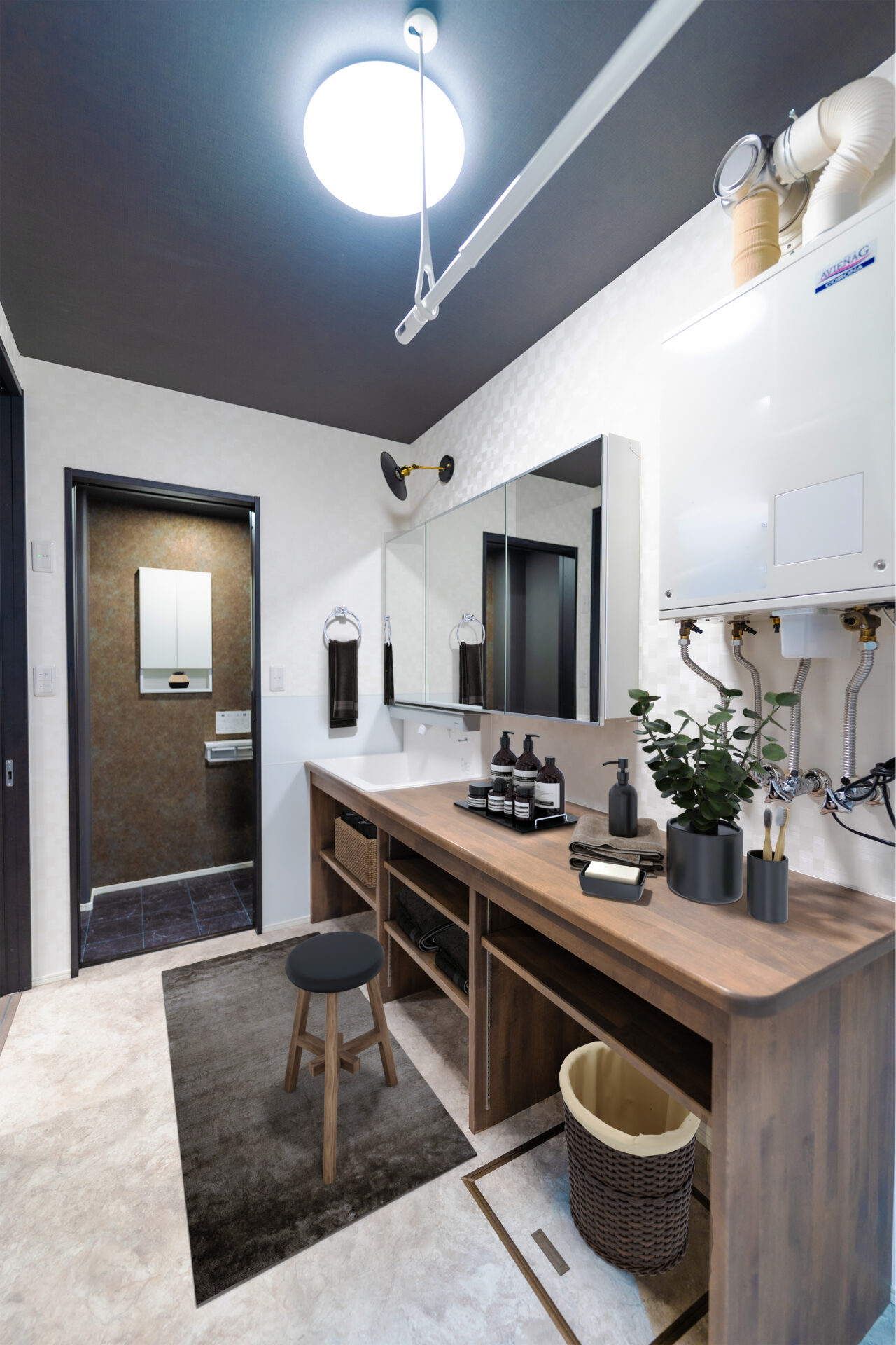 落ち着きのある造作洗面所