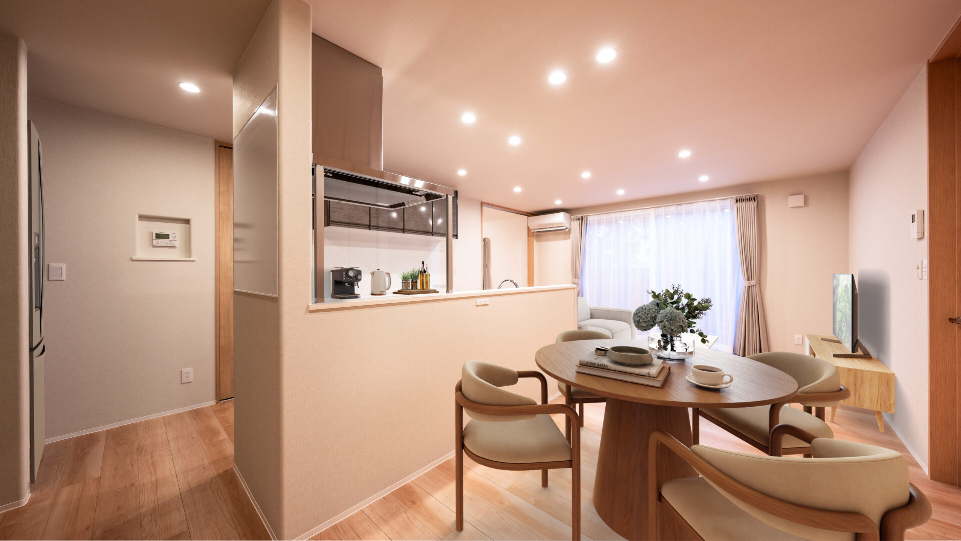 木の温もりが映える心地よいキッチンダイニング