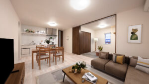 やさしい木目が映える開放的なLDK