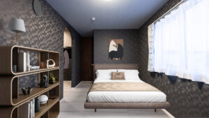 落ち着いた色調で整える上質な主寝室